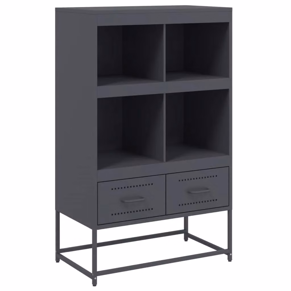 Berkfield Home Anthracite Highboard in Black Steel, W: 68.5 cm, D: 39 cm, H: 111.5 cm – 2