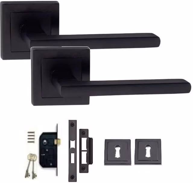 Golden Grace Matt Black Door Handle Set