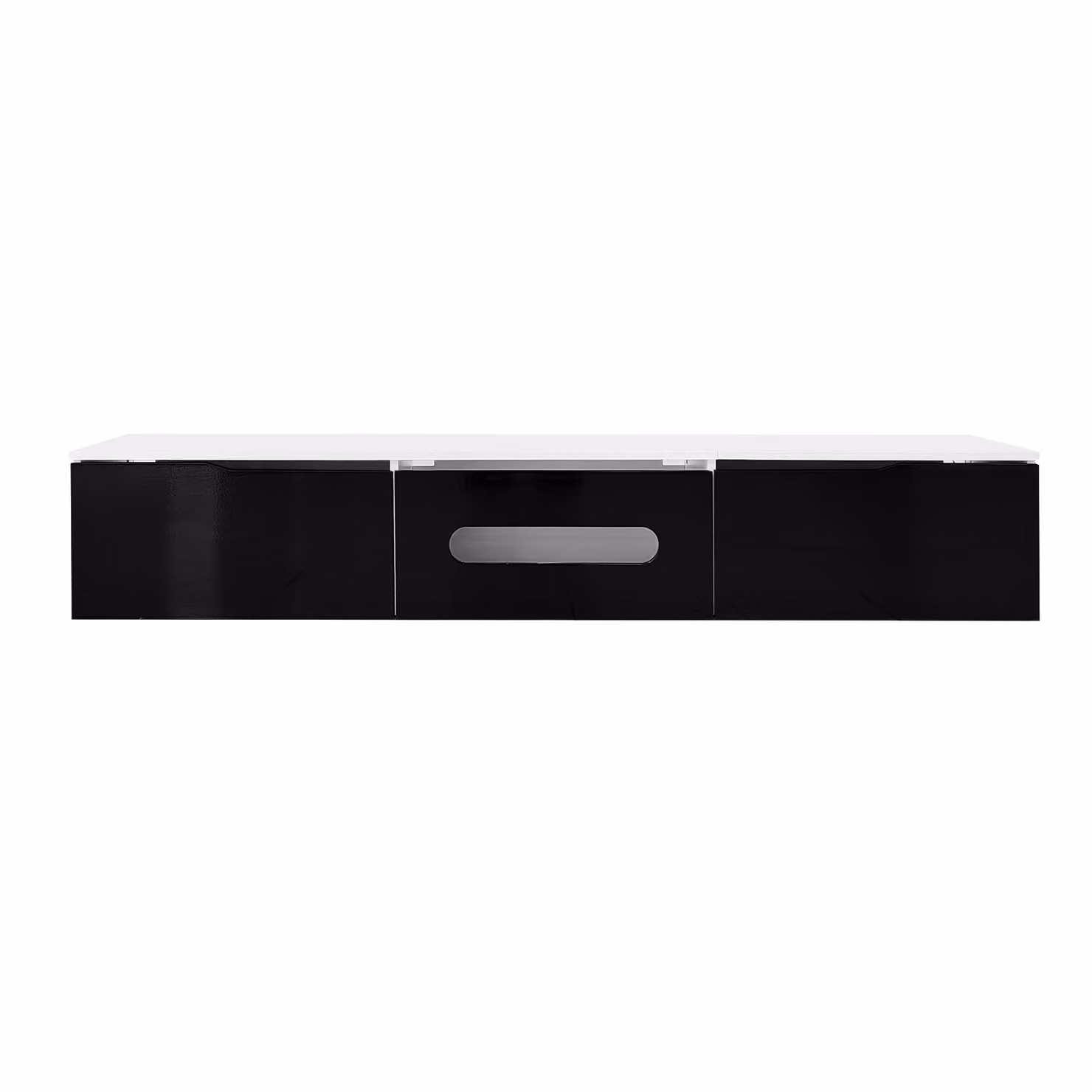Aosom UK Modern Glossy TV Cabinet with 3-Door Soft-close Storage and APP-controlled LED Lighting, Black and White, W: 180 cm, D: 35 cm, H: 30 cm – 2