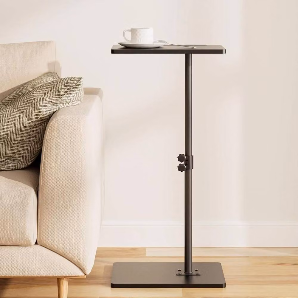VOGREX C-Shape Side Table in Black with Height Adjustable and Rotating Top – 3