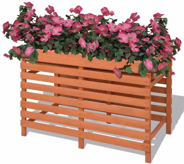 Berkfield Home Wood Planter in Brown, W/D/H: 100 x 50 x 71 cm – 1