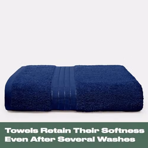 OHS Luxury Cotton Terry Hand Towel with Border in Blue – 4