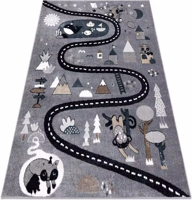 RugsX Fun Kids Motif Rug in Grey, W: 180 cm, D: 270 cm