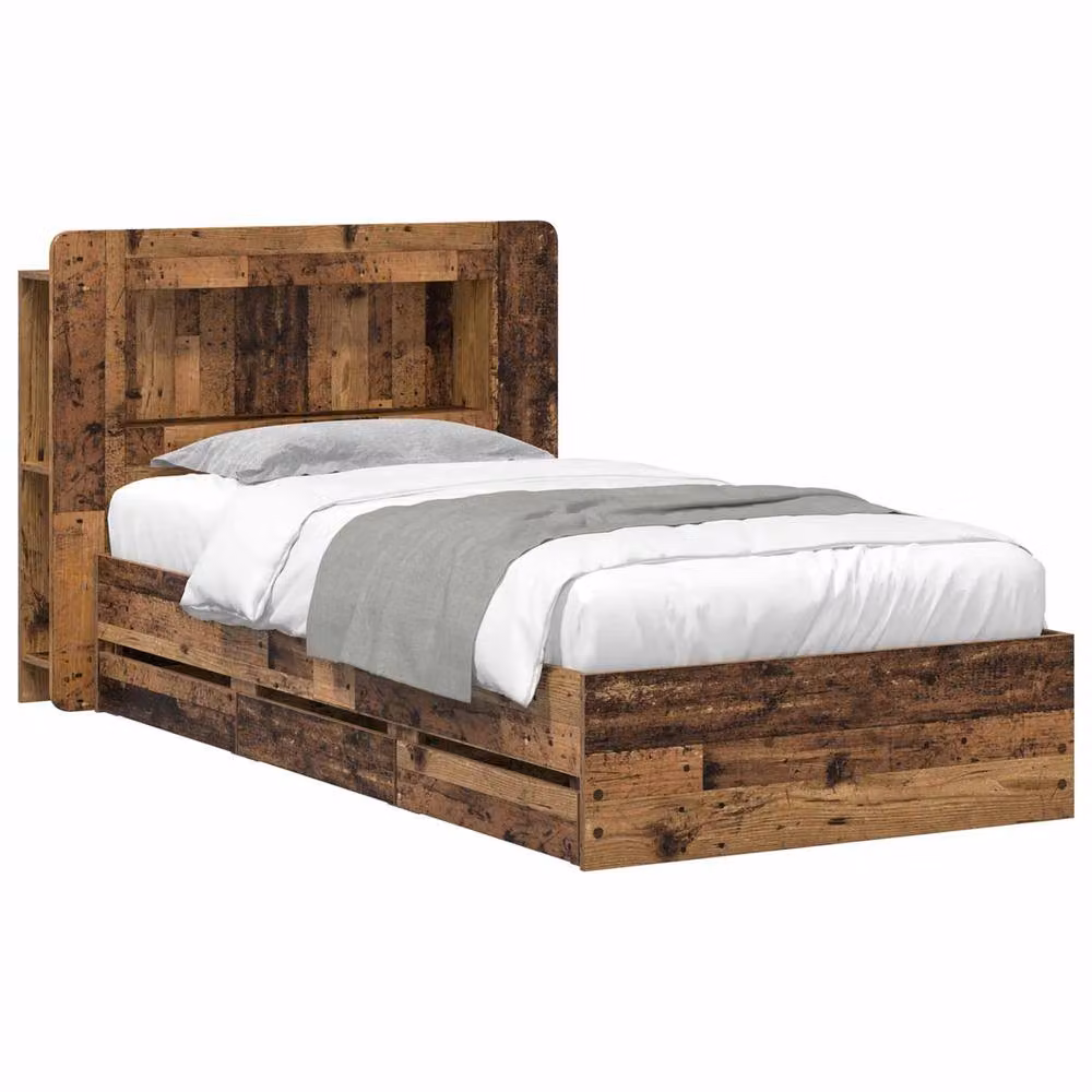 Berkfield Home Modern Bed Frame with Storage Drawers in Old Wood Brown, W: 80 cm, L: 200 cm – 2