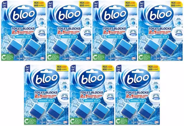 Bloo Toilet Rim Blocks Original Blue Clean+Fresh 7pk – 2