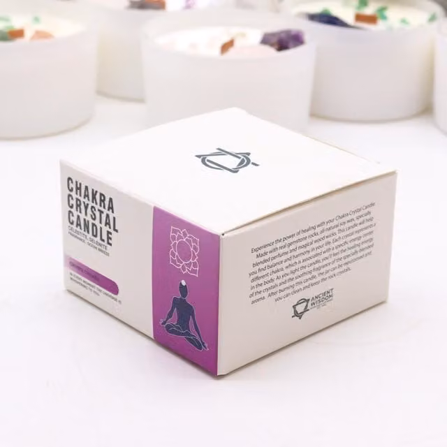 KDMK Chakra Crystal Crown Chakra Candle in Blue and Purple with Stone