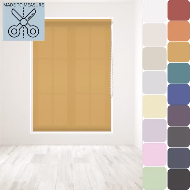 Caecus Made to Measure Straight Edge Roller Blind in Ochre, Width: 150 cm
