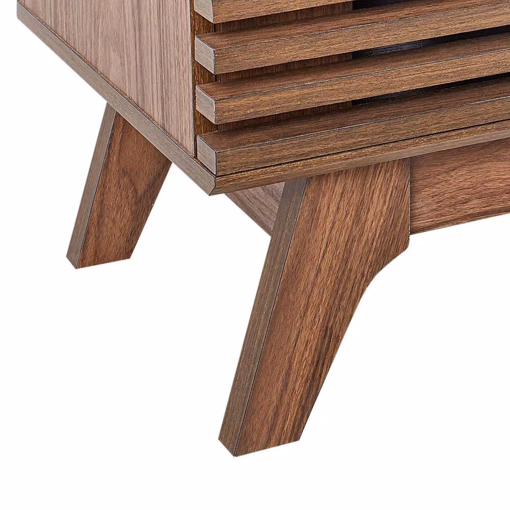 Wyld and Coco Brown Retro TV Stand with Media Compartments, W: 120 cm, D: 40 cm, H: 44 cm – 4