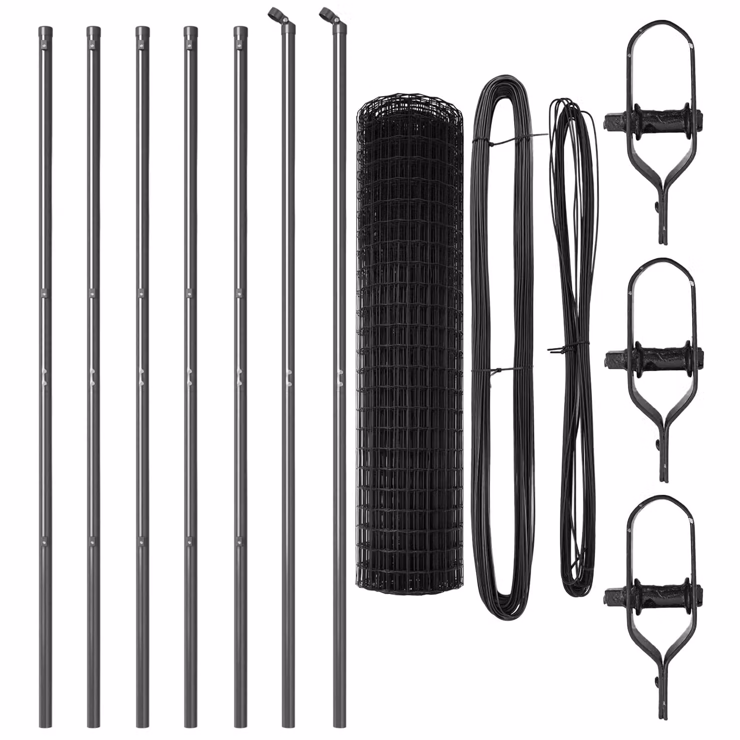 Berkfield Home Euro Fence with 7 Posts, Galvanised Steel, Grey/Silver, W: 10 m, H: 1 m – 3