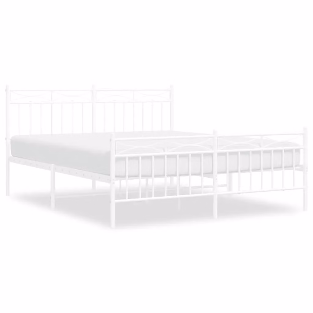Berkfield Home Metal Bed Frame with Headboard and Footboard in White, W/D/H: 150 x 200 cm – 2