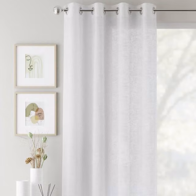 Terrys Crete Ready Made Single White Transparent Voile Curtain with Eyelets