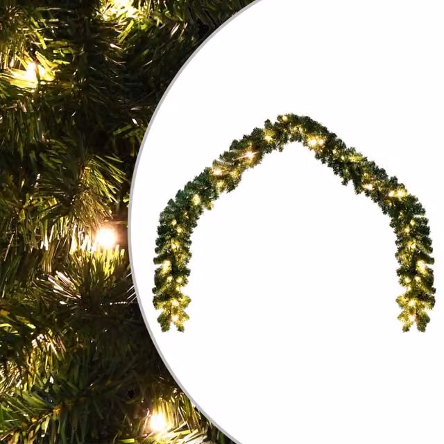 Berkfield Home Multicolour Christmas Garland with RGB LED Lights, Green, 20 m