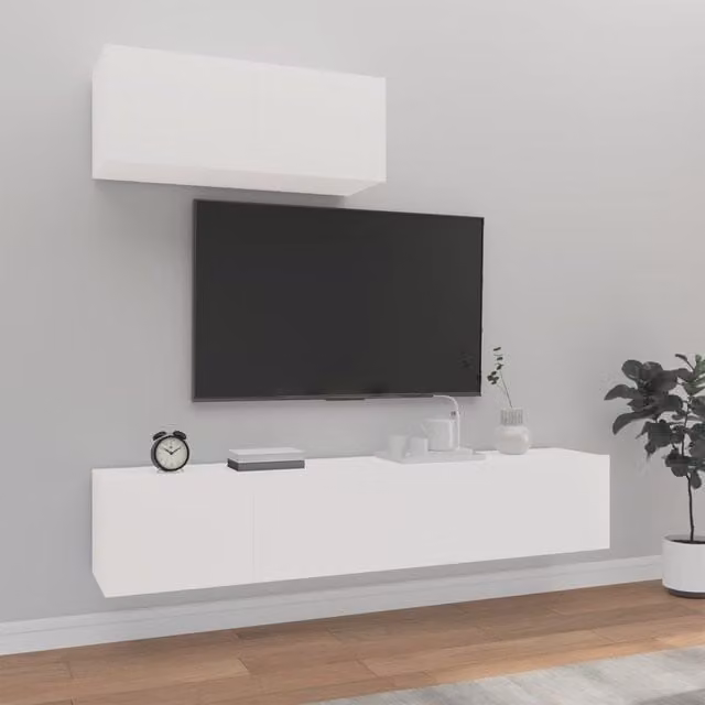 Berkfield Home 3 Piece Classic TV Cabinet Set in Matt White Engineered Wood