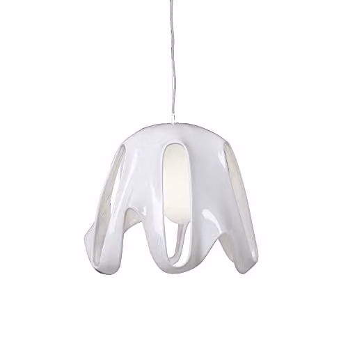 Netlighting Phantom Dome Pendant Light in Gloss White and Chrome with Frosted Glass
