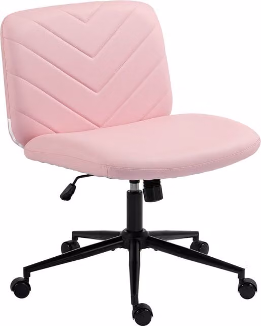 HOMCOM Pink Swivel Task Chair with Castors and Synthetic Leather Upholstery, W/D/H: 58 x 53 x 62 cm