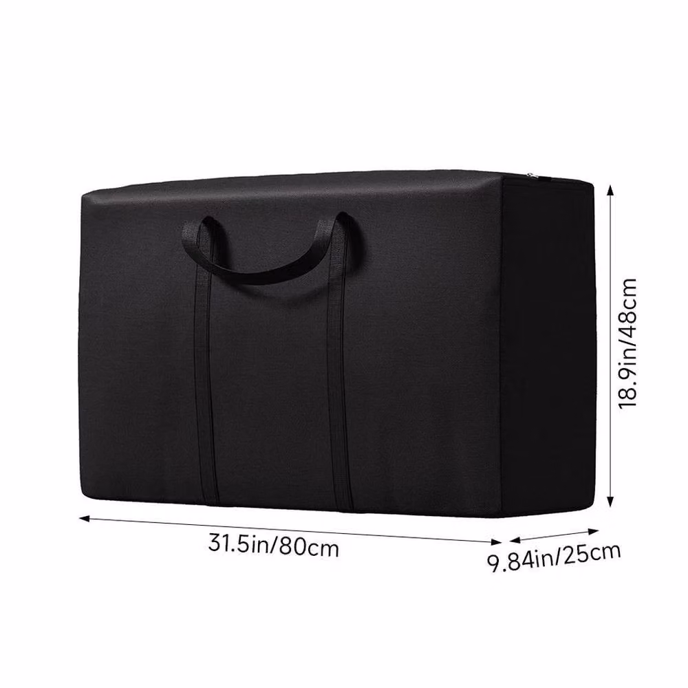 FORGEVIO Fabric Furniture Cushion Storage Bag with Lid, Black, W: 80 cm, D: 48 cm, H: 25 cm – 3
