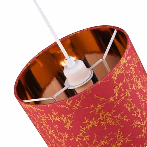 Happy Homewares Modern Round Burgundy Cotton Fabric Lamp Shade with Copper Foil Decoration, Diameter: 25 cm – 2