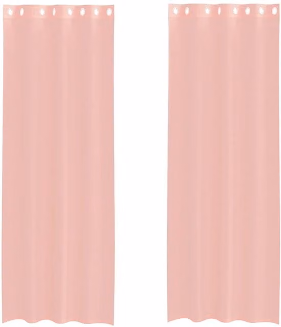 Berkfield Home Pink Voile Fabric Panel Curtains with Eyelets, 2 Pack, W: 140 cm, H: 260 cm