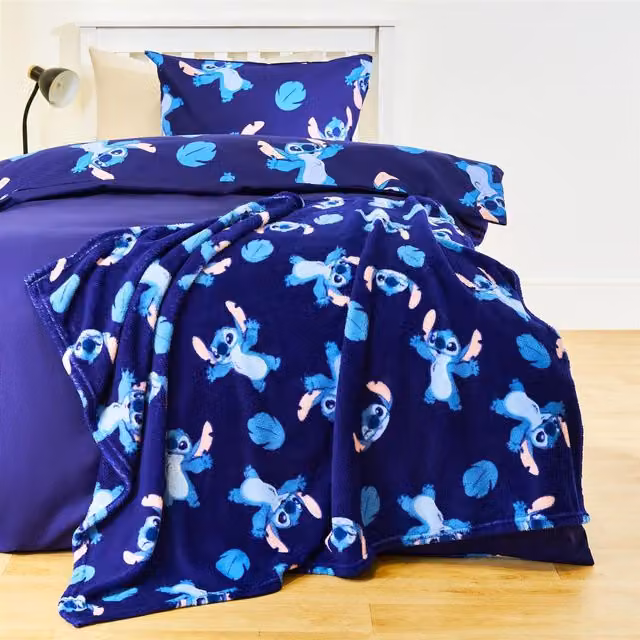 OHS Blue Soft Coral Fleece Animal Stitch Throw Blanket for Children, W/D/H: 120 x 100 x 1 cm