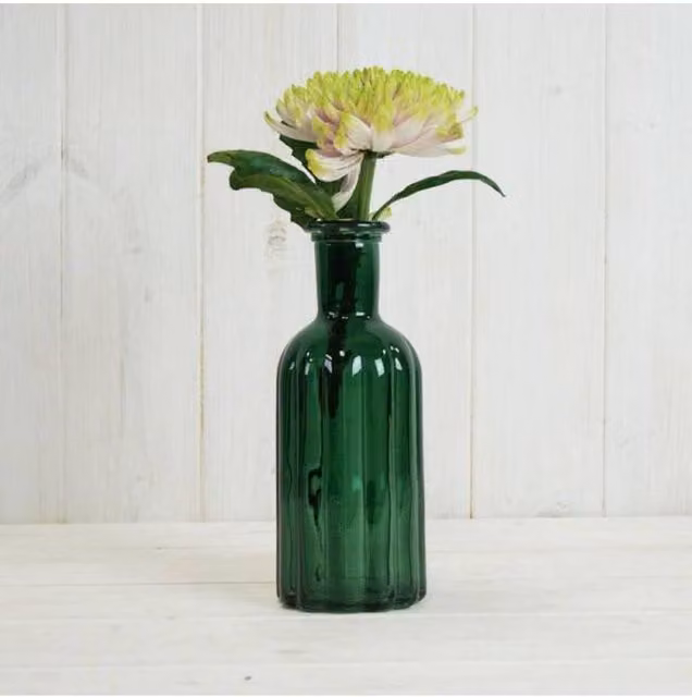 KDMD Vintage Green Striped Glass Tabletop Bottle