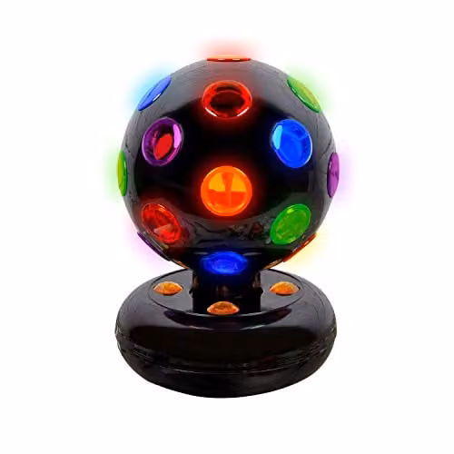 Global Gizmos 45860 Battery Operated Rotating LED Disco Ball with Multi-Coloured Lights, Black