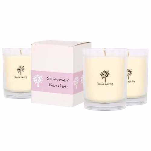 Nicola Spring Summer Berries Fruity Scented Soy Wax Jar Candles, Pack of 3, 160g each