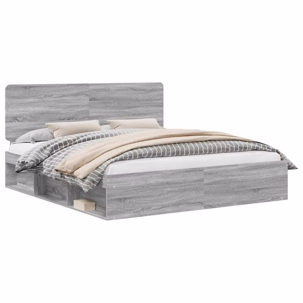 Berkfield Home Sonoma Bed Frame in Grey Solid Pine Wood, 200 x 200 cm – 2