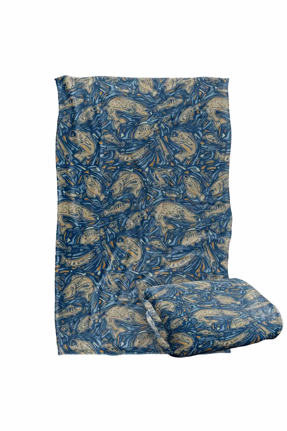 JQ Licensing Fish Array Fishing Pattern 2 Silky Touch Super Soft Large Throw Blanket in Blue Multicolour – 2