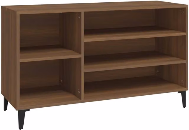 Berkfield Home Brown Oak Shoe Cabinet with Integrated Seat, W: 102 cm, D: 36 cm, H: 60 cm