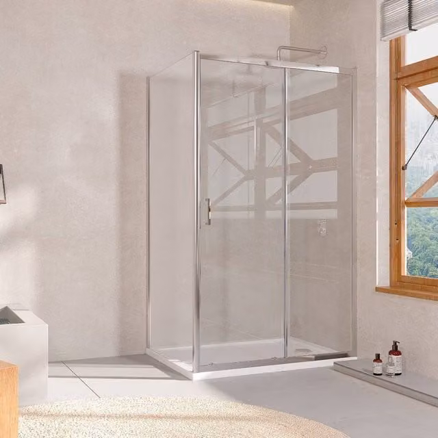 Bathroom Kingdom Shire 6mm Single Glass Side Panel with Easy Clean Coating, Clear/Silver, W: 900 mm, H: 190 cm