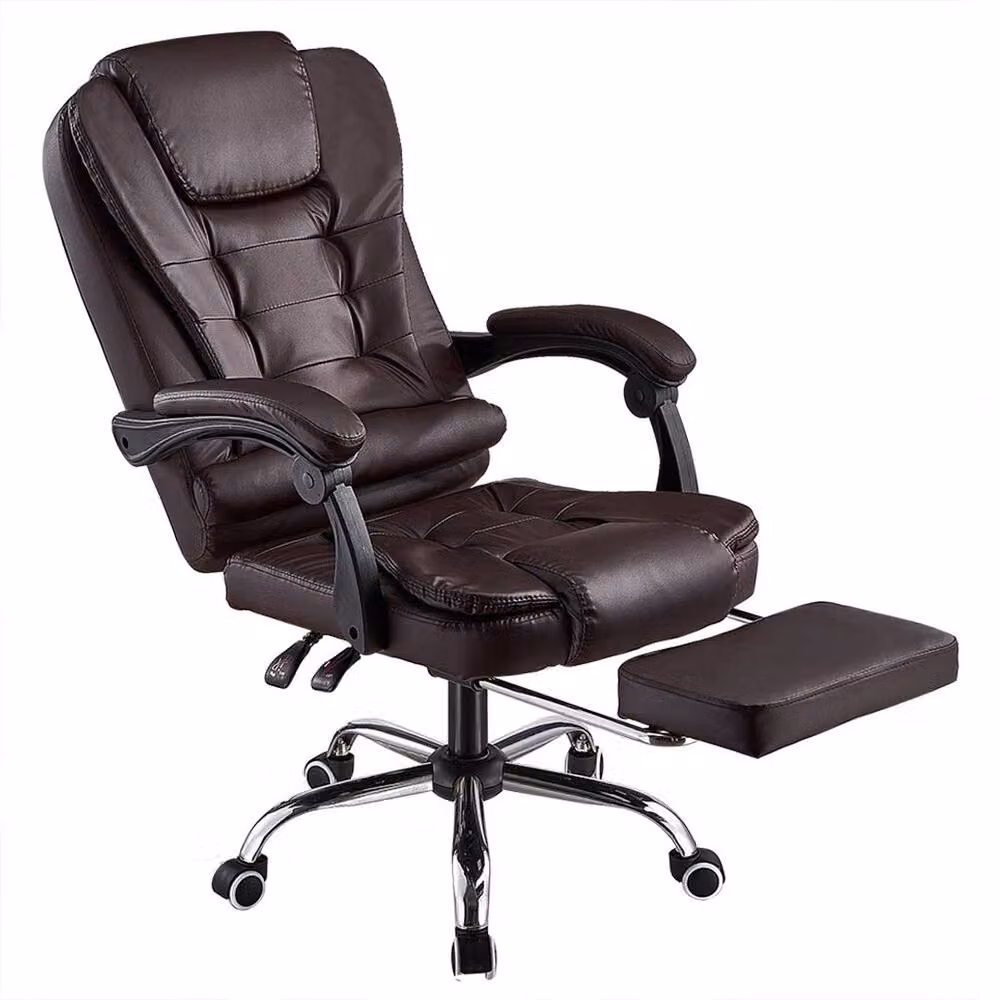FORGEVIO Brown Faux Leather Executive Reclining Office Chair with Headrest and Armrests – 2