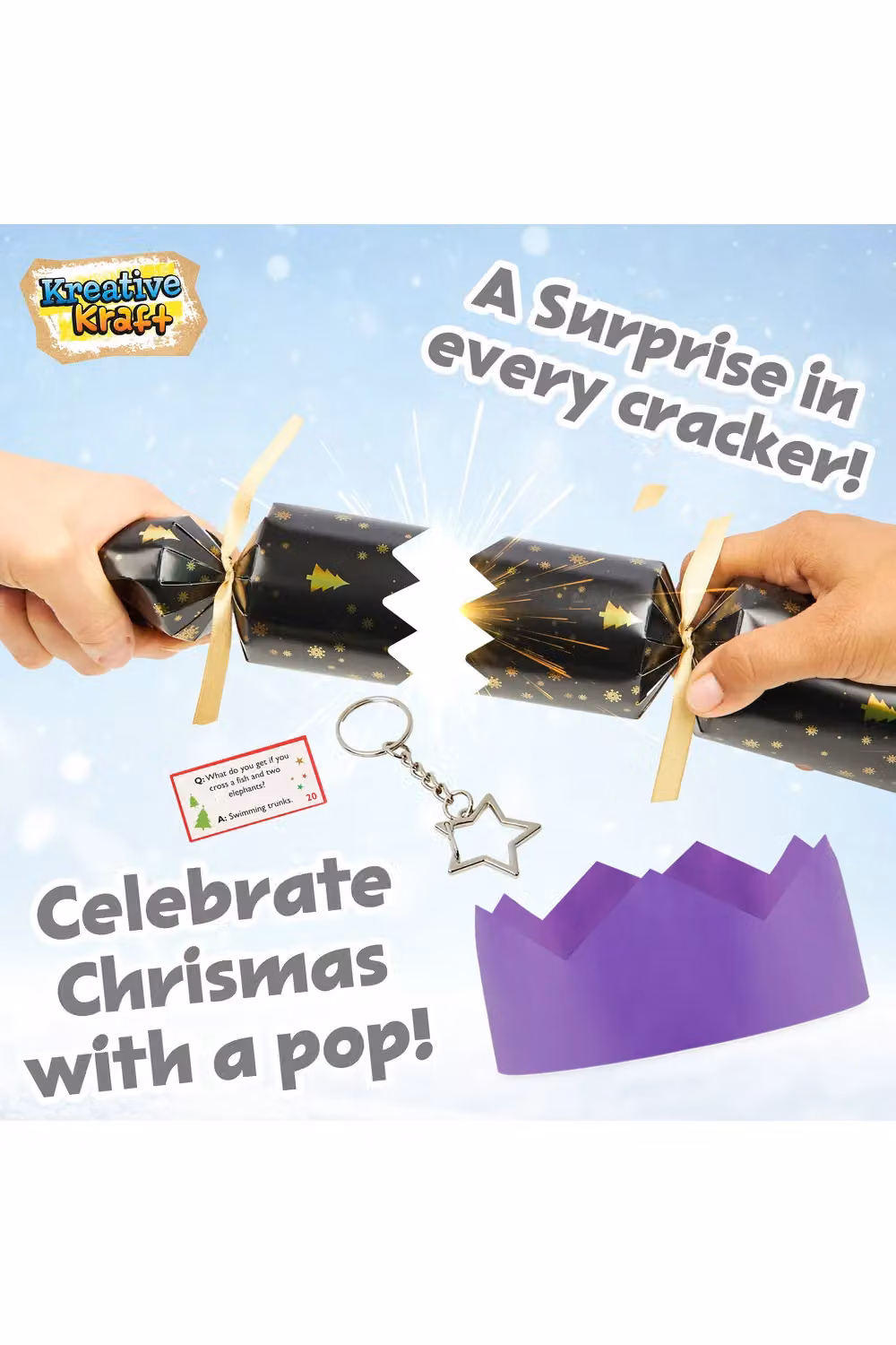 kreativekraft Multicolour and Black Geometric Paper Christmas Crackers for Adults – 3
