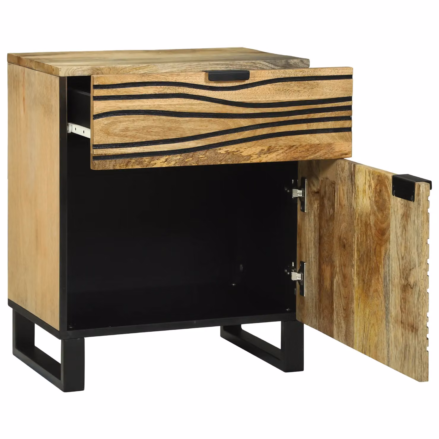 Berkfield Home Bedside Cabinet in Brown Solid Mango Wood W/D/H: 50 x 33 x 60 cm – 2