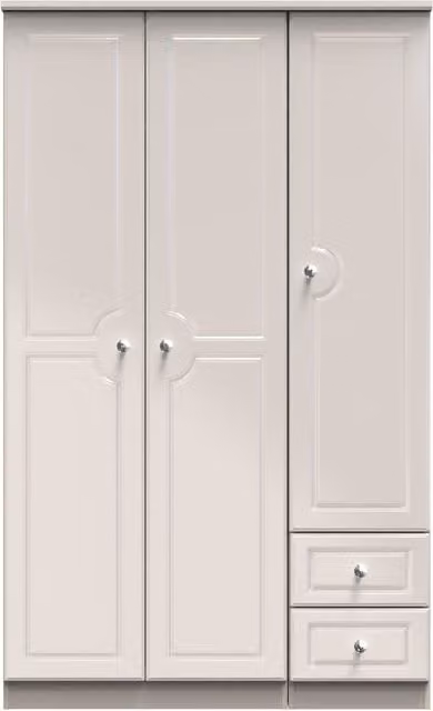 Ready Assembled 2 U Stratford Tall Triple Plain Wardrobe with Drawer in Taupe