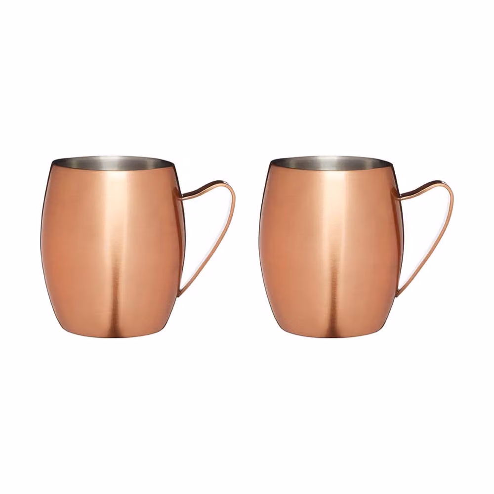 BarCraft Set of 2 Double Walled Copper and Bronze Moscow Mule Mugs with Stainless Steel Interior – 2
