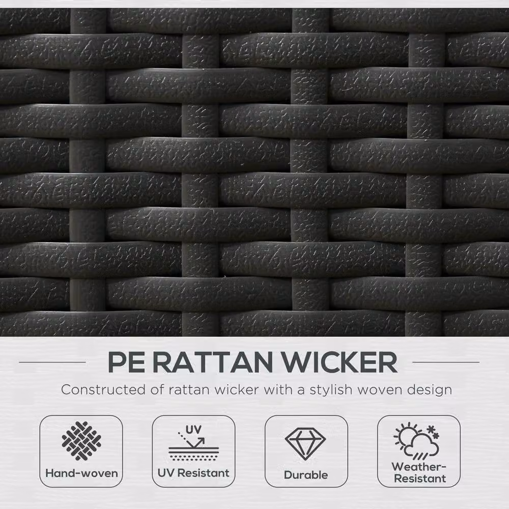 ERGOVEXA 5-Piece Black Polyrattan Sun Lounger Set with 5-Level Adjustable Headrest for Outdoor Garden Use – 5