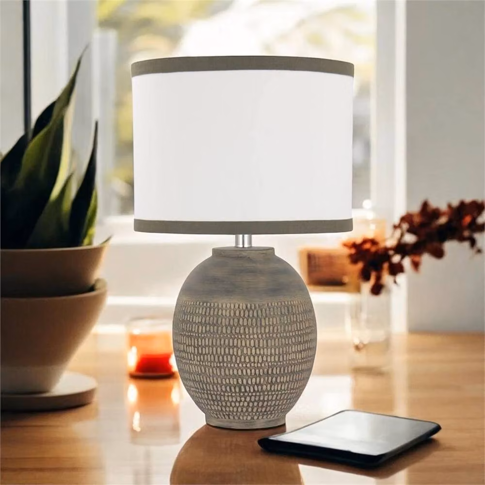 Nordara Rustic Round Ceramic Table Lamp in Beige – 4
