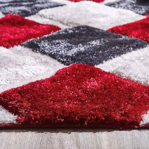 Phoenox Textiles Limited Origins 3D GEO Shaggy Red Geometric Rug, W: 120 cm, D: 170 cm – 3