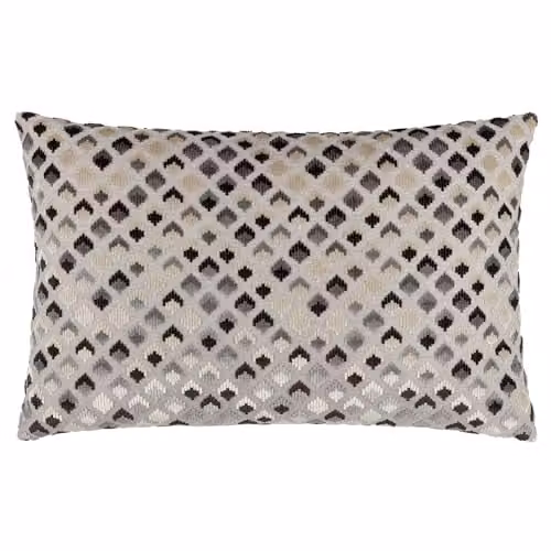 Paoletti Lexington Geometric Velvet Cushion in Grey and Black, W/H: 60 x 40 cm – 1