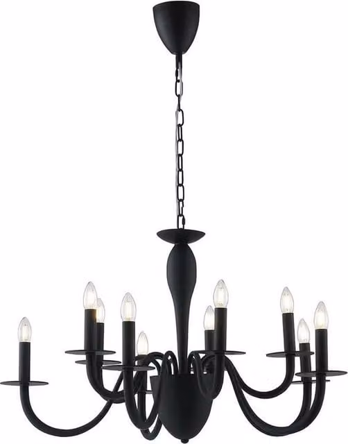 Netlighting ARMSTRONG 10 Light Modern Metal Chandelier in Black, W: 92 cm, D: 53 cm