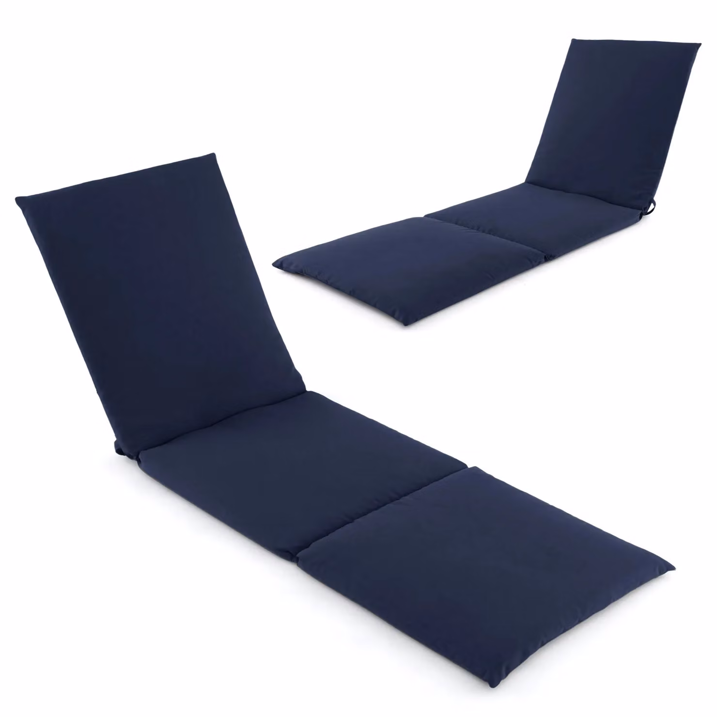 Costway 2 Piece Tri-Fold Chaise Lounge Cushion Set, Blue, W: 182 cm, D: 59 cm – 7