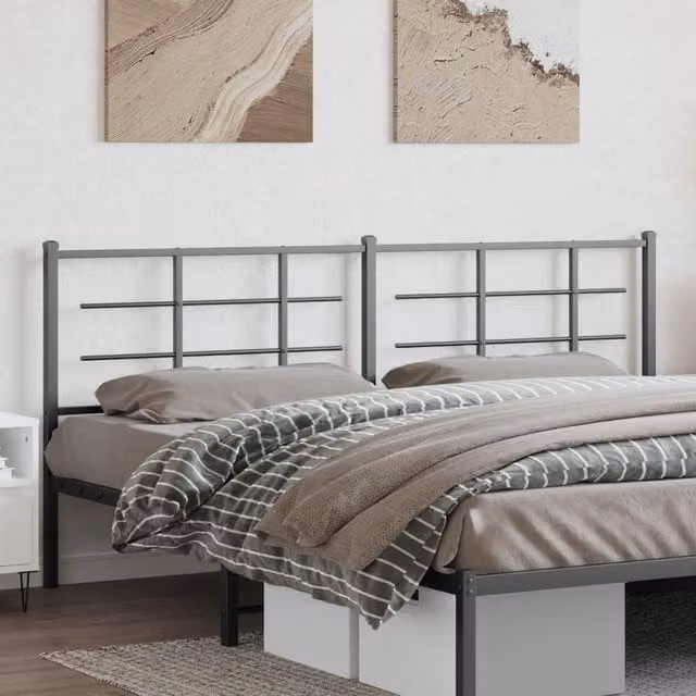 Berkfield Home Classic Metal Headboard in Black, 200 cm