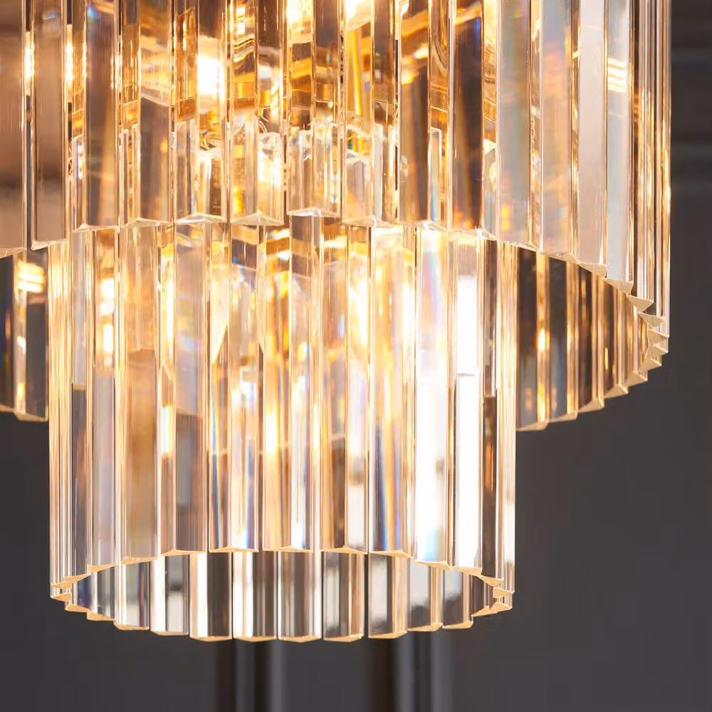 Netlighting Conaston Gold and Transparent Cut Glass Pendant Light with 4x E14 Sockets – 3