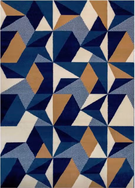 Kukoon Blue Geometric Diamond Living Area Rug, W: 120 cm x L: 170 cm – 1