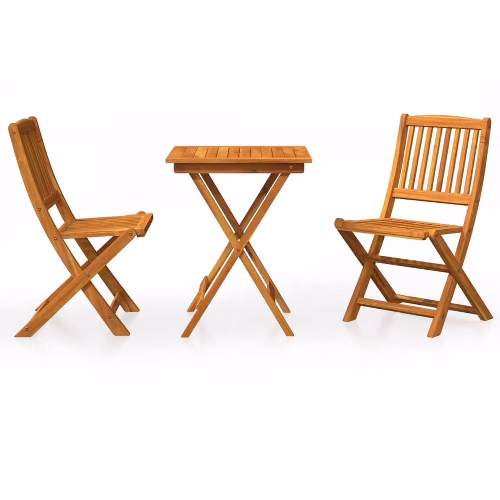 Berkfield Home 3 Piece Folding Garden Dining Set in Brown Solid Acacia Wood – 2