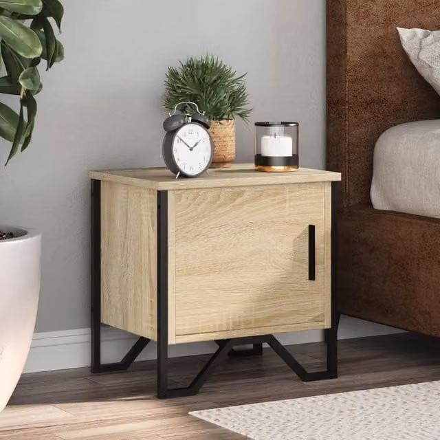 Berkfield Home Set of 2 Sonoma Oak Bedside Cabinets in Brown, W/D/H: 40 x 30 x 40 cm