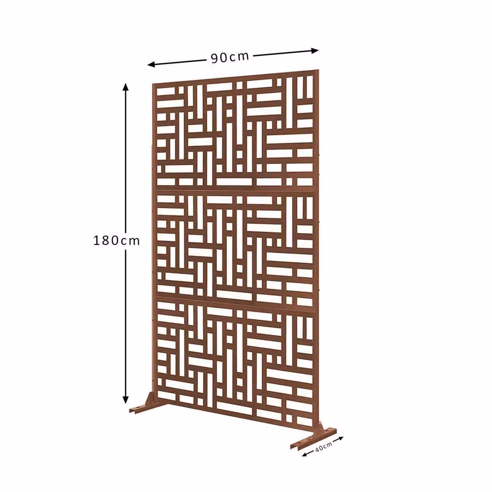 Nicoman Geometric Metal Outdoor Privacy Screen with Stand and Ground Stakes, Multicolour, H 180 cm x W 90 cm – 2