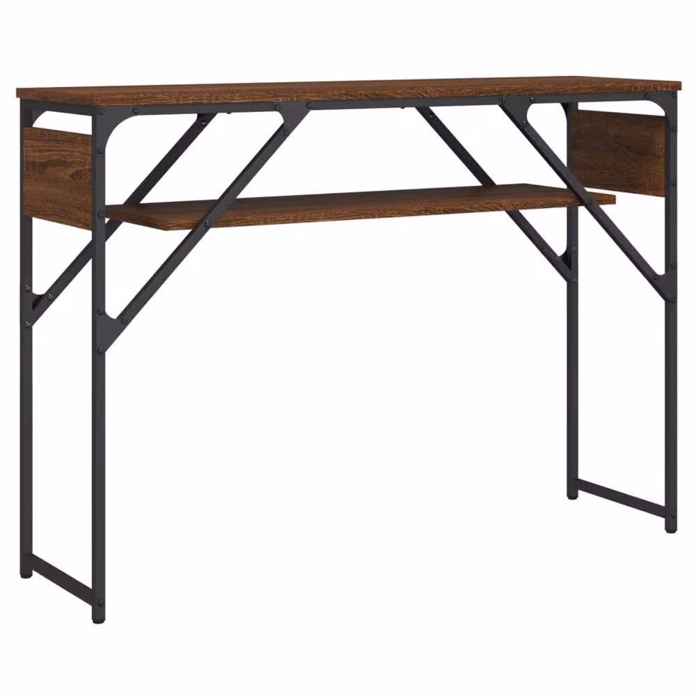 Berkfield Home Console Table with Shelf, Brown Oak, W/D/H: 105 x 30 x 75 cm – 2