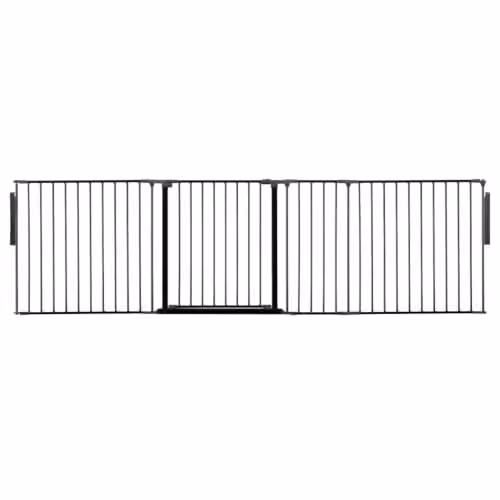 Safetots Premium Multi Panel Room Divider with Swing Door, Black, Width: 259 cm, Height: 70 cm – 1