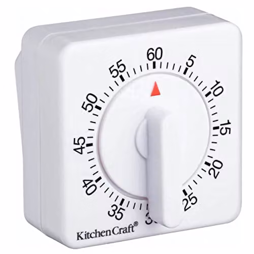 KitchenCraft Square Plastic Kitchen Timer in White